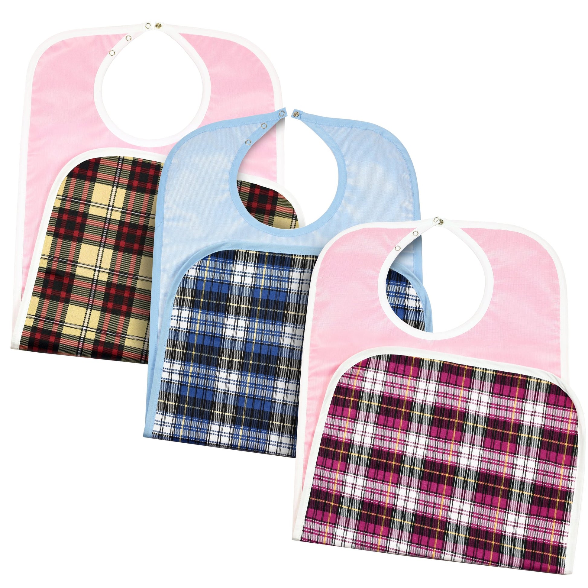 Washable Plaid Adult Bibs