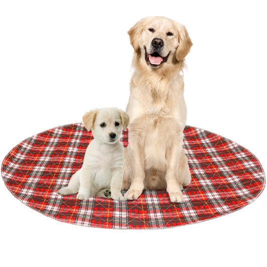 Red Plaid Round Puppy Pads