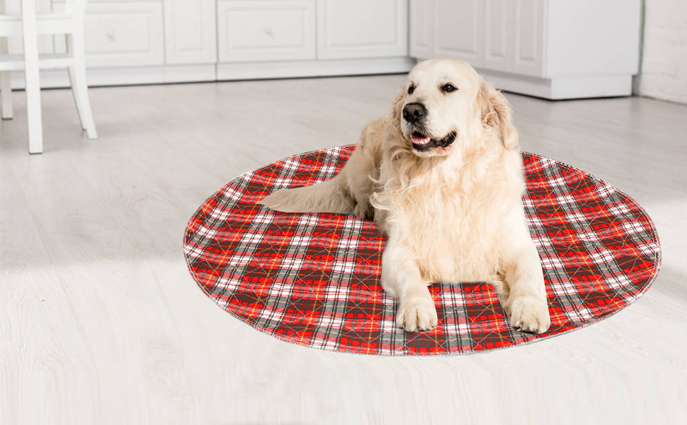 Red Plaid Round Puppy Pads