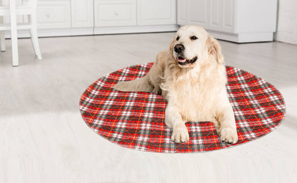 Red Plaid Round Puppy Pads