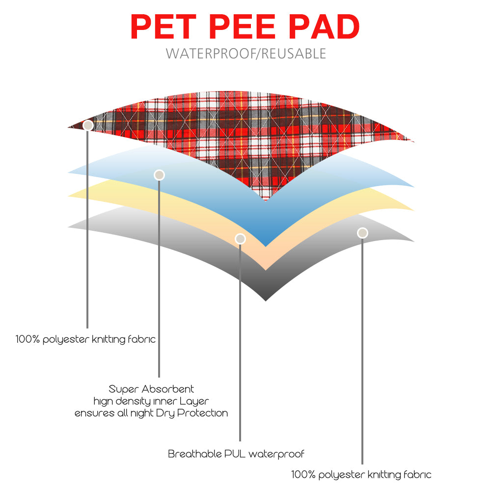 Red Plaid Round Puppy Pads